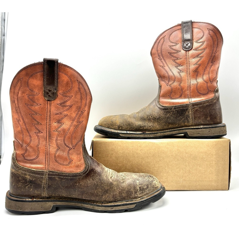 Ariat Men's Western Work Boots‎ Brown Leather Square Toe Size 12D Distressed - Picture 2 of 10